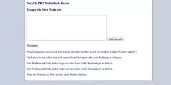 PHP Notizblock  ansehen