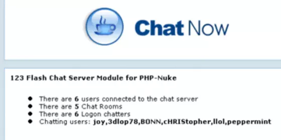 Look at PHP-Nuke Chat Addon for 123 Flash Chat
