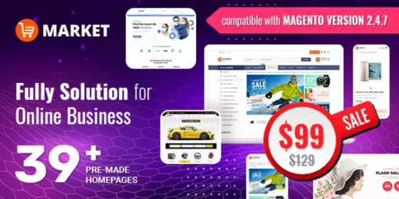 Look at MARKET - PREMIUM AND OPTIMIZED MAGENTO THEME (39+ INDEXES)